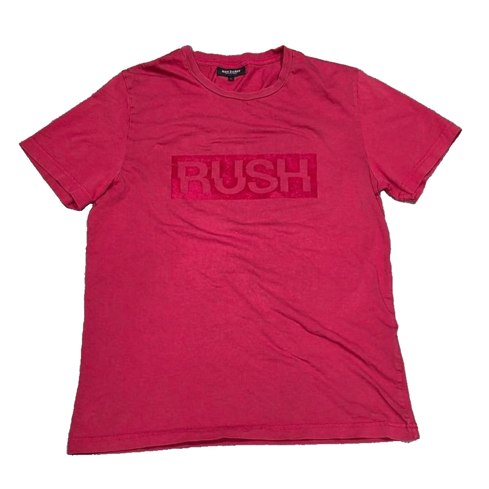 Ron Dorff cotton Portugal made Y2K T-Shirt with logo RUSH Red Large A006174